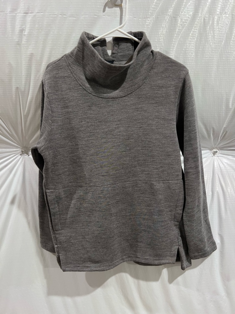NAU Cowl Neck Wool Blend Sweater Top Pullover Gray Women Size Large Pockets $149